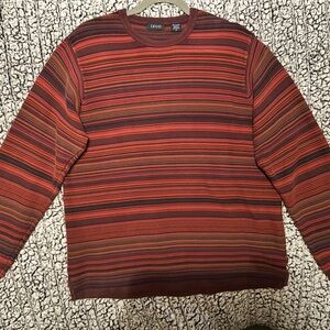 IZOD Men's Striped Sweater - Red and Brown